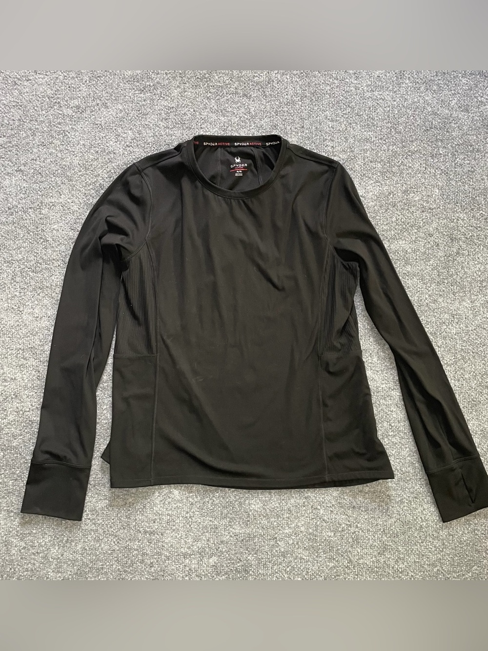 Spyder Active Women’s Black Long Sleeve Crew Neck Athletic Top Zip Pocket XL